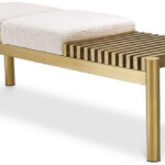 Casa Padrino Luxus Sitzbank Creme / Messing 140 X 44 X H. 45 Cm Inside Wohnzimmer Bank