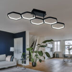 Designer Deckenleuchte Dimmbar Metall Anthrazit Deckenlampe Mit Regarding Lumen Wohnzimmer