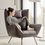 Evelin Loungesessel Samt Stone/Schw. | Wohnzimmer Sessel Pertaining To Sessel Wohnzimmer Modern