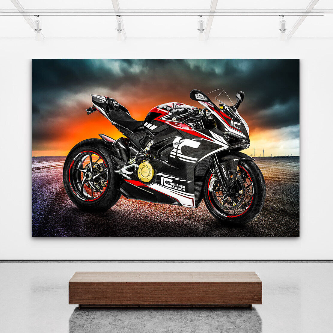 Leinwandbild Ducati Panigale Abstrakt Motorrad Bilder Kunstdruck inside Motorrad Wohnzimmer