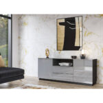 Sideboard Grau Wohnzimmer Hoover 83 Modern Mit Glasfronten Und Schwarz Intended For Wohnzimmer Sideboard Modern