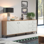 Sideboard Modern Wohnzimmer Torino 19 In Artisan Eiche Nb. Mit Weiß Ma Regarding Wohnzimmer Sideboard Modern