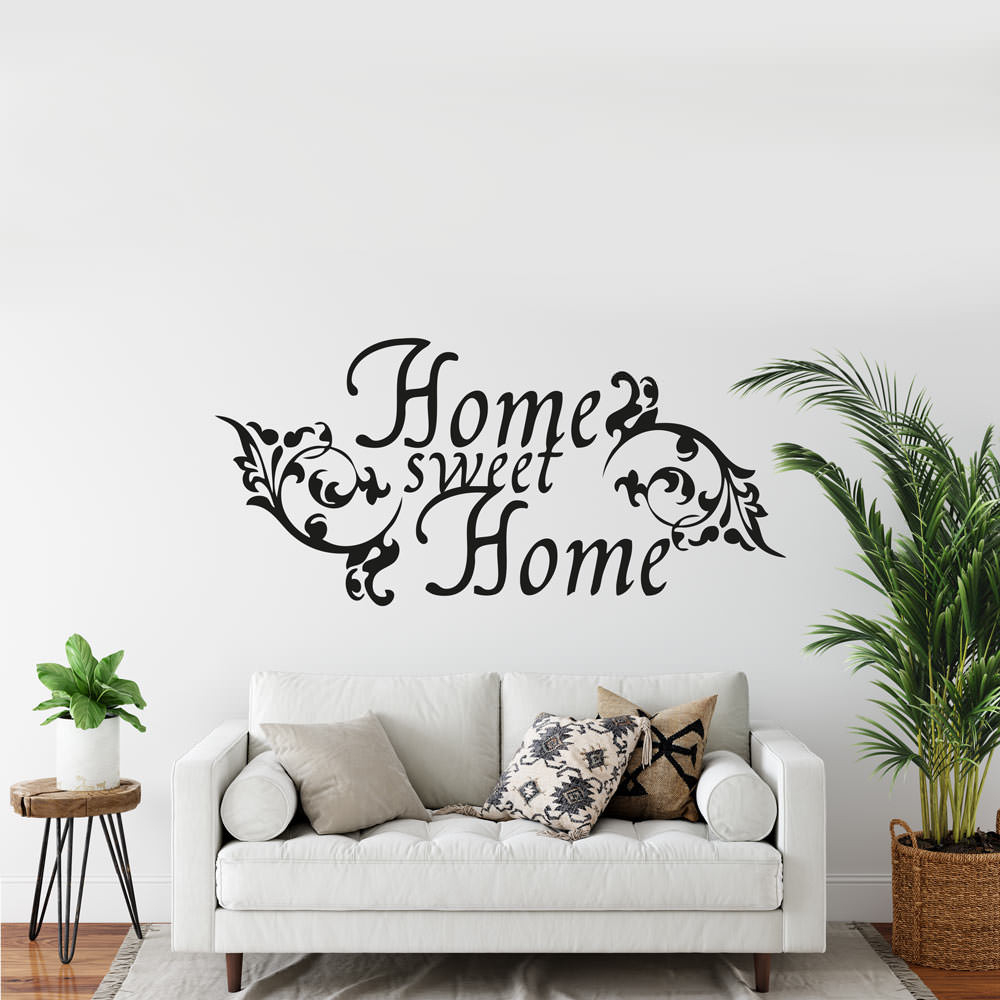 Wandtattoo - Home Sweet Home I Florales Ornament intended for Wandtattoo Für Wohnzimmer