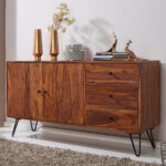 Wohnling Sideboard Wl5.629 Sheesham Massivholz 145X75X40 Cm within Kommode Wohnzimmer Holz