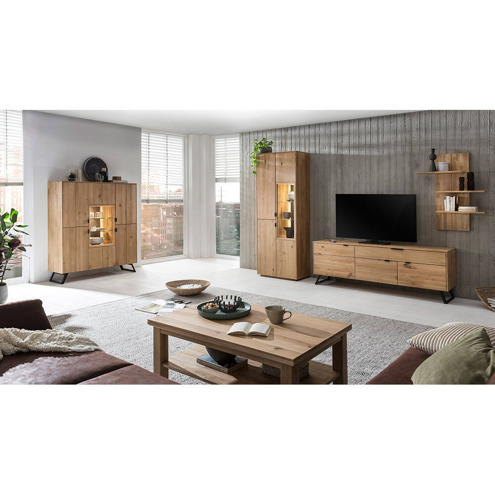 Massivholz Wohnzimmer Möbel Set Eiche Lesko-52, Bianco Geölt, Mit Stei within Wohnzimmer Eiche