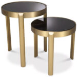 Casa Padrino Luxury Side Table Set Brass / Black – 2 Round Stainless Steel  Tables With Glass Tops – Living Room Furniture – Hotel Furniture – Luxury With Runde Tische Wohnzimmer