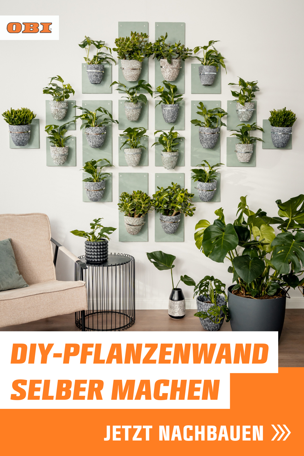 Dein Dschungel An Der Wand - Die Diy Pflanzenhalterung | Obi throughout Pflanzenwand Wohnzimmer