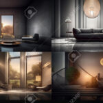 Innenraum Einer Modernen Wohnzimmer 3D Rendering Collage With Bilder Collage Wohnzimmer