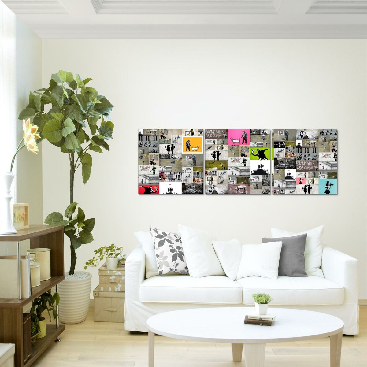 Wandbilder Set Collage Banksy Moderne Bilder Xxl Wohnzimmer Street inside Bilder Collage Wohnzimmer